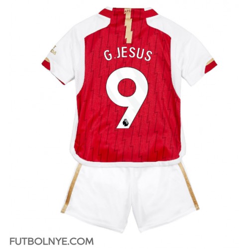 Camiseta Arsenal Gabriel Jesus #9 Primera Equipación para niños 2023-24 manga corta (+ pantalones cortos)